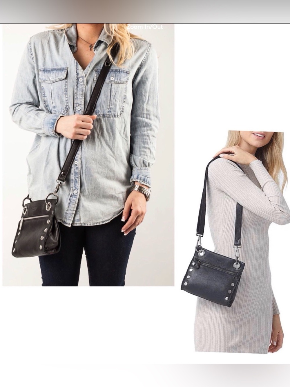 Hammitt Leather Tony Small Crossbody Shoulder Bag Black Silver Retail $325 - Picture 13 of 13